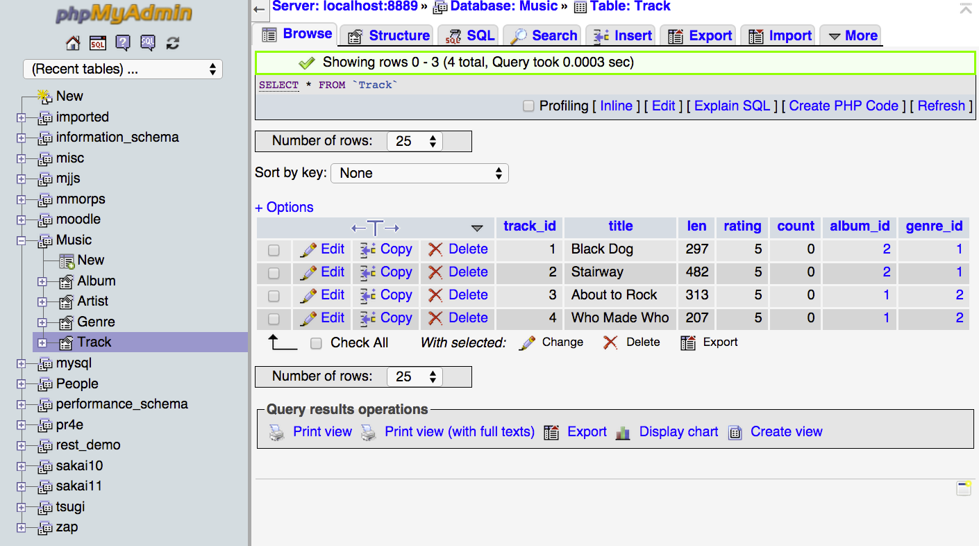 multi table database tracks assignment